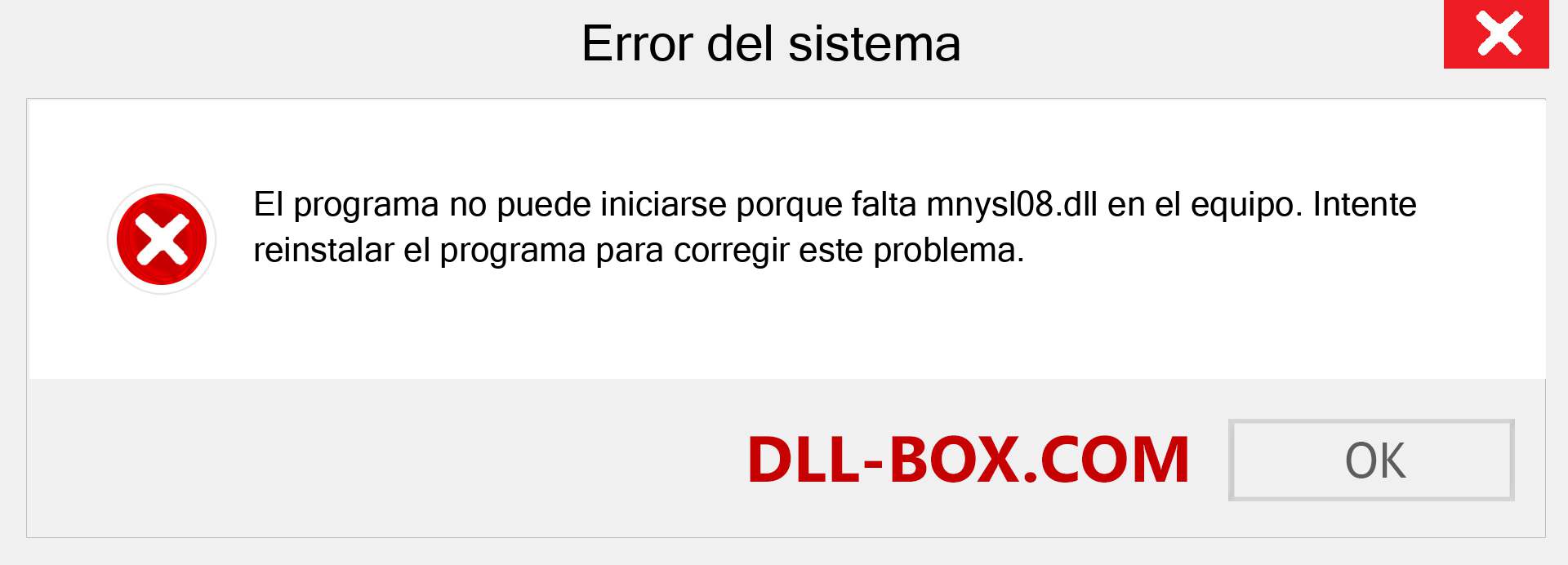 ¿Falta el archivo mnysl08.dll ?. Descargar para Windows 7, 8, 10 - Corregir mnysl08 dll Missing Error en Windows, fotos, imágenes